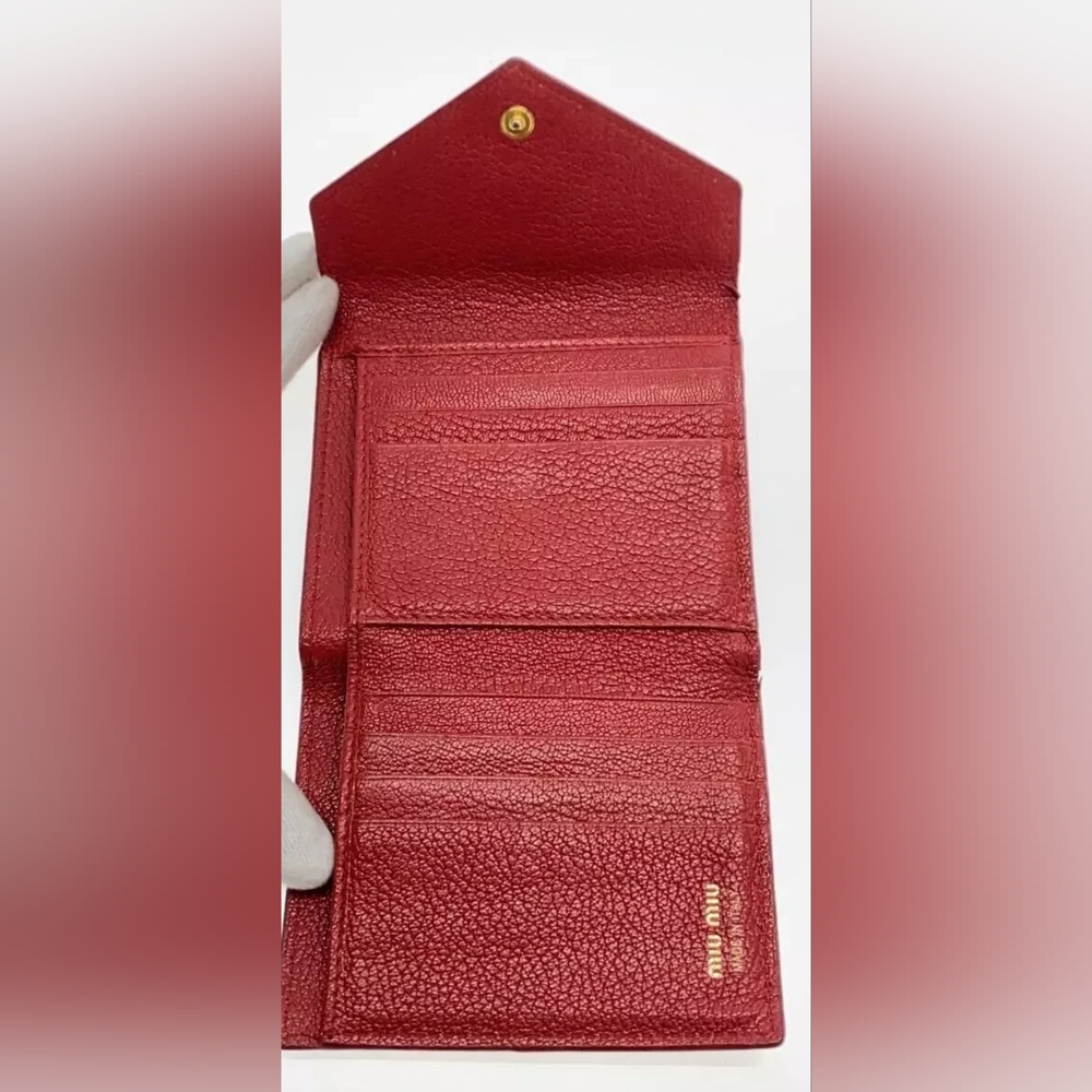 Miu Miu Pink Leather Envelope Wallet with Red Heart - Picture 5 of 15